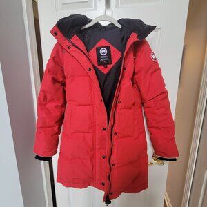 Canada Goose Red Youth Juniper Parka with Detachable Fur Hood